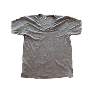 Men's American Apparel Gray V-Neck T-Shirt Size L
